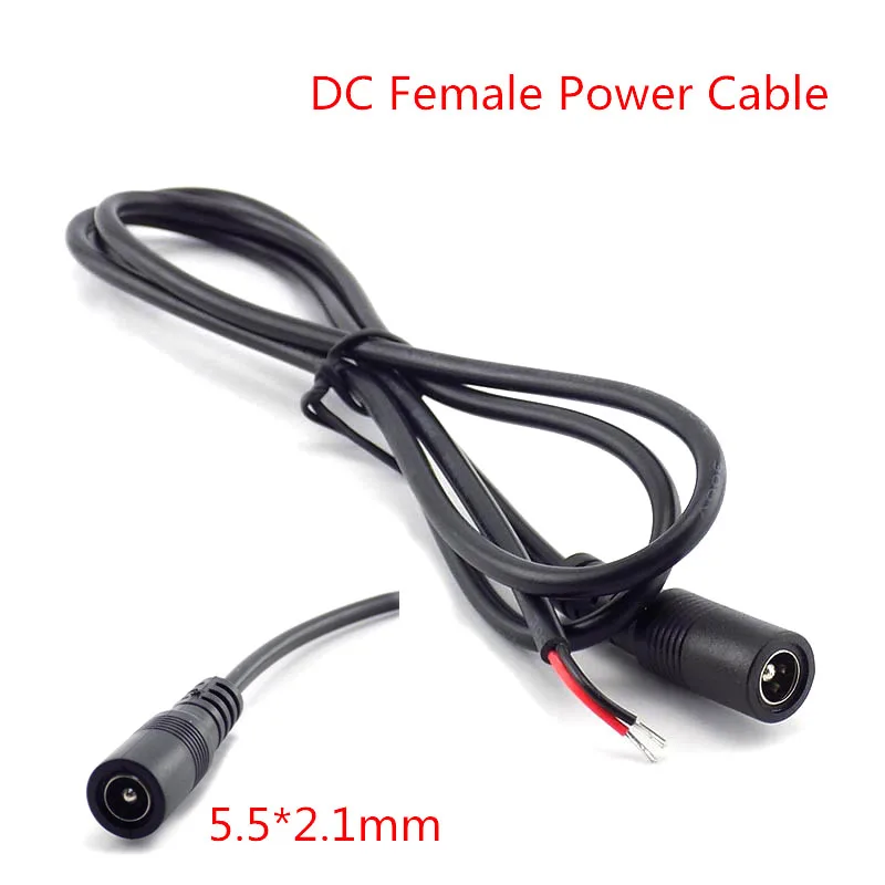 

25cm/1M DC Female Wire Power supply cord cable camera 12V Extension Connector for CCTV LED strip light Adapter 5.5*2.1mm cords