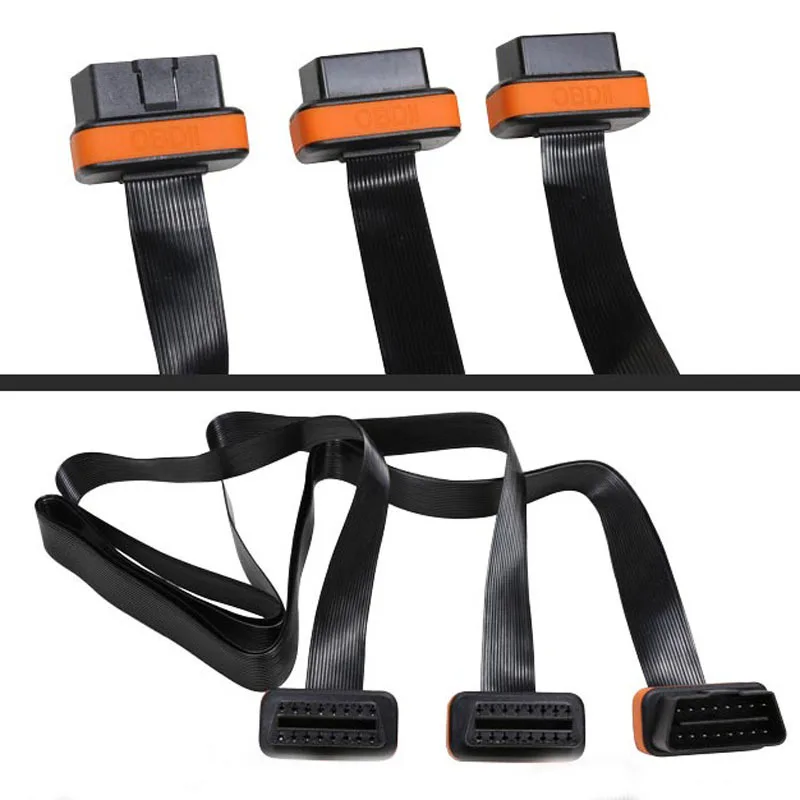 1 м плоский ультратонкий как OBD2 разветвитель кабеля для ELM327 16 контактный штекер