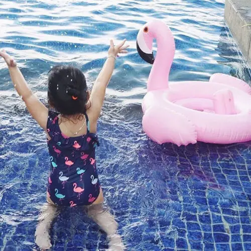 Слитный купальник для маленьких девочек на одно плечо с фламинго ананасом бикини