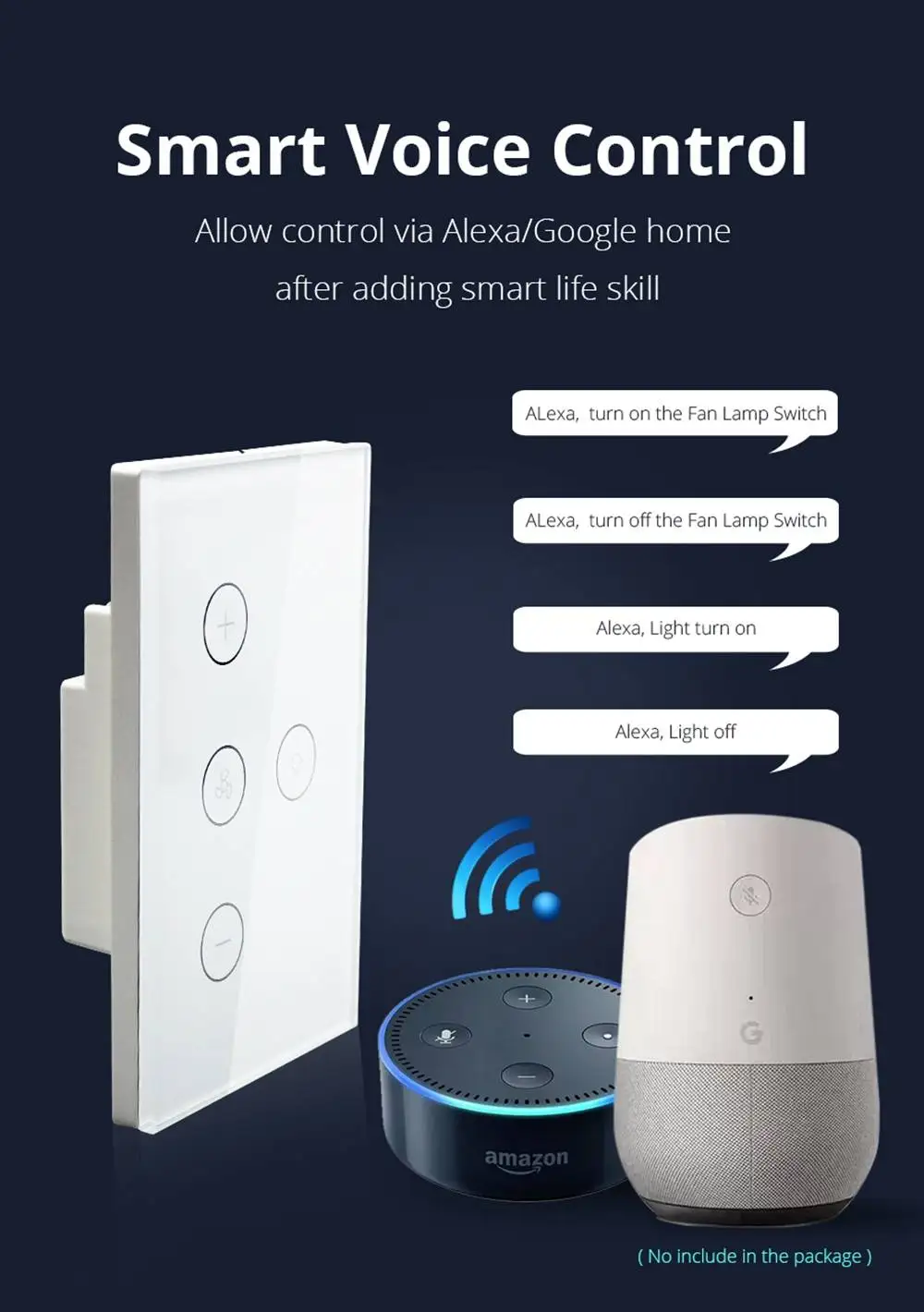 CLAITE AC100 240V умный контроллер WiFi вентилятор Выключатель света совместим с Alexa Google Home