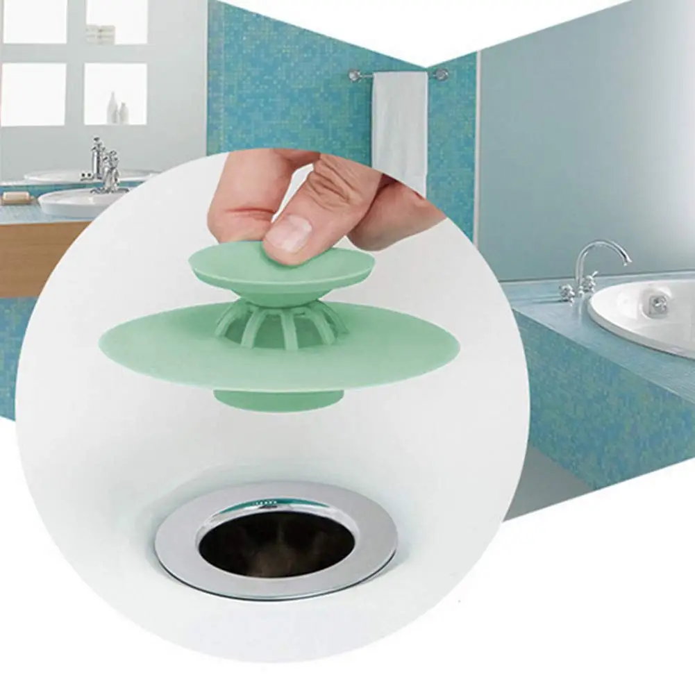 5Pcs Silicone Bathroom Floor Drain Preventing Clogging Push Type Sewer Filter Sink Strainer Random Color | Дом и сад