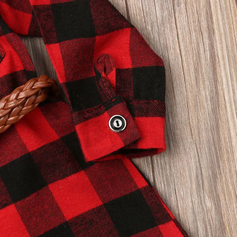 Christmas Dress Baby Girl Clothes Red Plaid Princess Costume + Belt 2pcs Newborn Toddler Kids Winter Spring Outfits 0-5T | Детская
