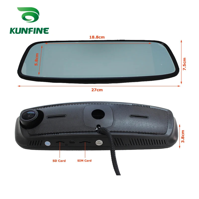 KUNFINE 10 &quotAndroid GPS Navi видеорегистратор Автомобильный зеркальный две камеры Запись