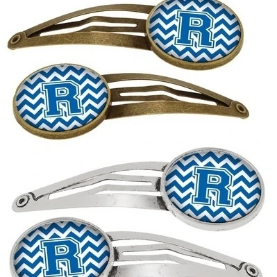 Carolines Сокровища CJ1056 RHCS4 письмо R шеврон синий и белый заколки для волос набор