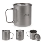 Титановая кружка Lixada, кастрюли, походная чашка для пикника, стакан для воды, кружка для кофе, чая с крышкой, 300350420550650750 мл