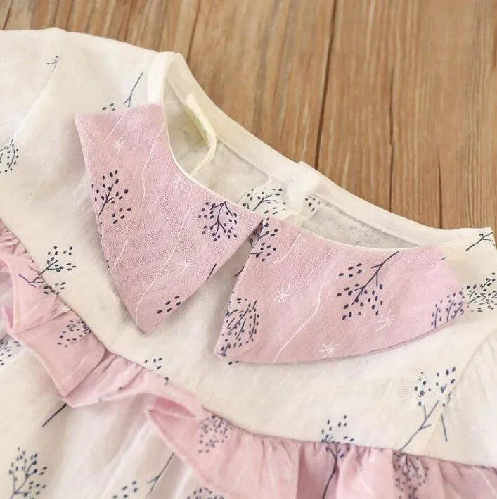 Весеннее платье для маленьких девочек Хлопковое с оборками дня рождения детское