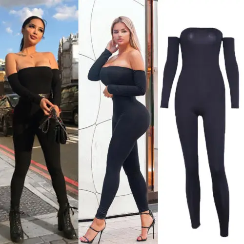 Пикантные Для женщин боди без бретелек Bodycon Клубная одежда черный