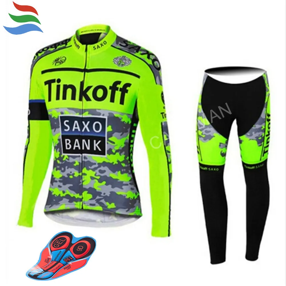 Новый комплект для велоспорта Tinkoff с длинными рукавами Джерси Pro Team Ropa Ciclismo