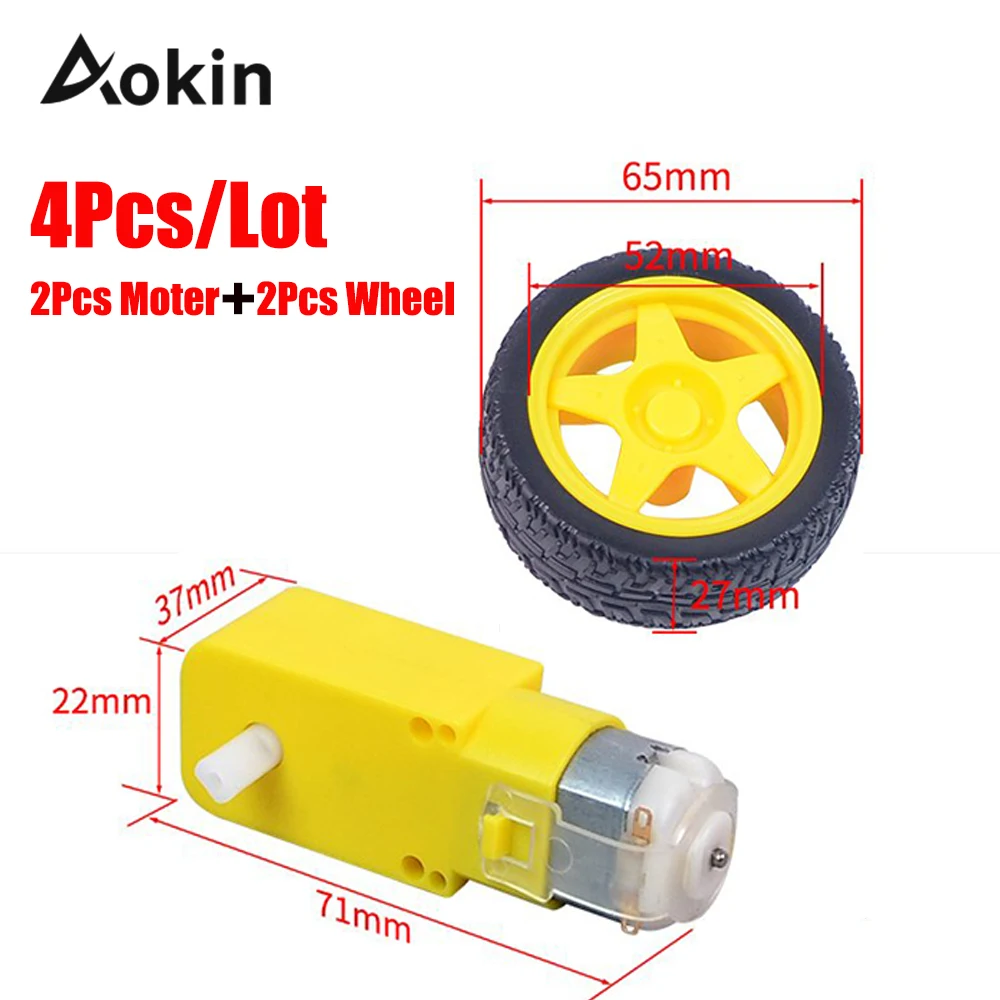 

4pcs Tt Motor 130motor With The Wheel 2pcs Tt Motor 2pcs 65mm Wheel Smart Car Robot Gear Motor For Arduino Dc3v-6v Dc Gear Motor