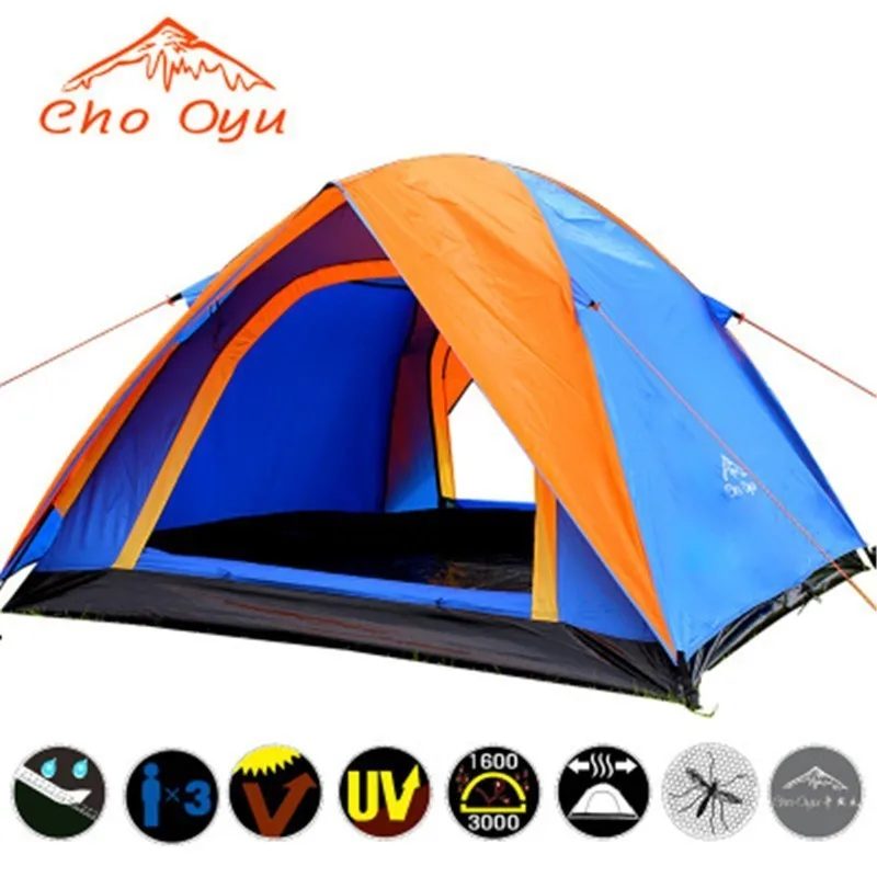 

Top Quality Double Layer Camping Tent 3-4 Person with Double Door All Weather Rainproof Seam Taped Outdoor Tent 200x180x140cm