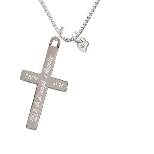 Мини Апрель-прозрачное Кристальное сердце-сила и достоинство-крест ожерелье |