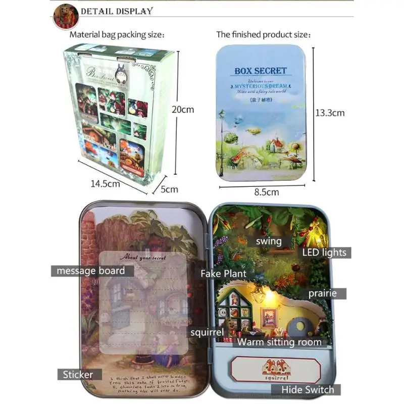 Белка рай Деревянный DIY коробка ручной работы секретный мини кукольный домик