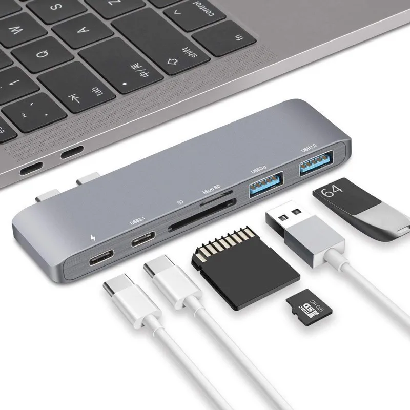 Usb type C концентратор Thunderbolt 3 адаптер USB Dongle Combo с 0 портами TF слот Micro SD карта для MacBook