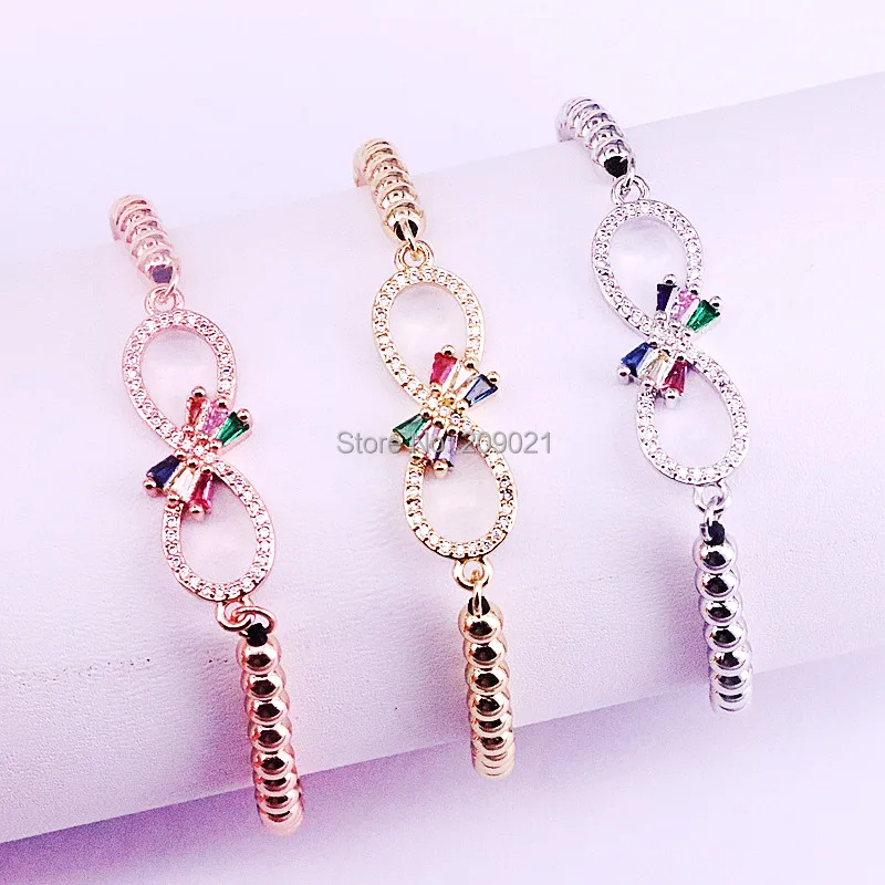 10Pcs Mix Color 4mm Brass Bead Strand Bracelets Pave Cz 8 Shape Macrame Braiding Rope Bracelet Jewelry | Украшения и аксессуары