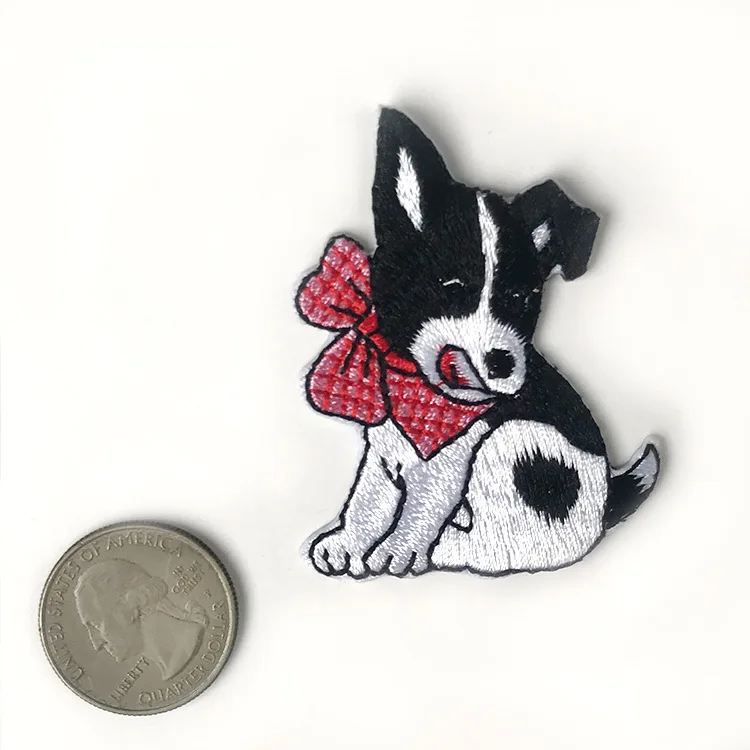 Kawaii Лук нашивки в виде собак Утюг на наклейки для одежды сзади резиновая вышивки