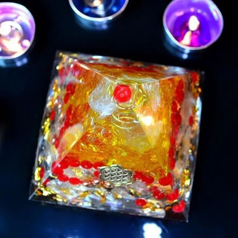 Натуральный Цитрин AURA REIKI Orgonite пирамида преобразователь энергии украшение