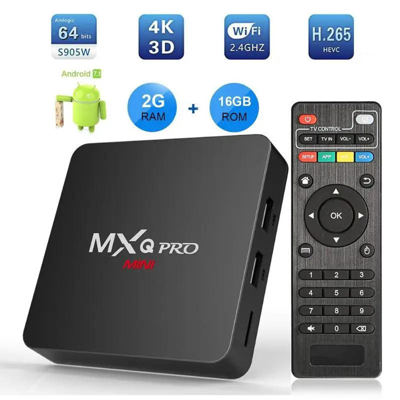 ТВ приставка MXQ Pro Mini Android7.1 2 ГБ + 16 Гб четырехъядерный процессор Amlogic S905W 4K