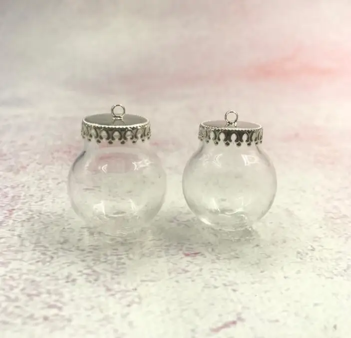 10pcs/lot 25x15mm Glass bubble orb with 6 color crown tray base set glass vials pendant globe bottle jewelry finding Gifts | Дом и сад