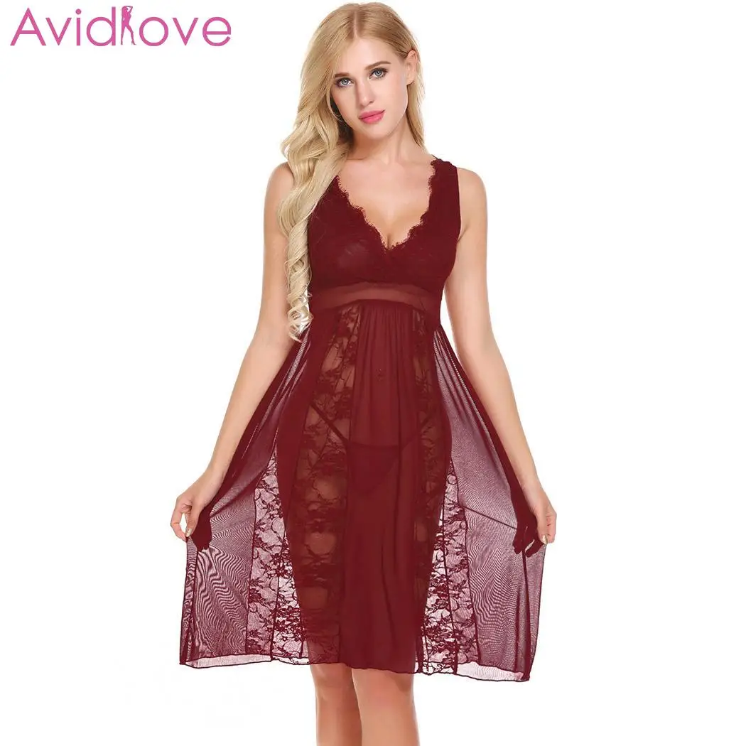 Avidlove сексуальное женское белье ночное нижнее с v-образным вырезом Кружевная