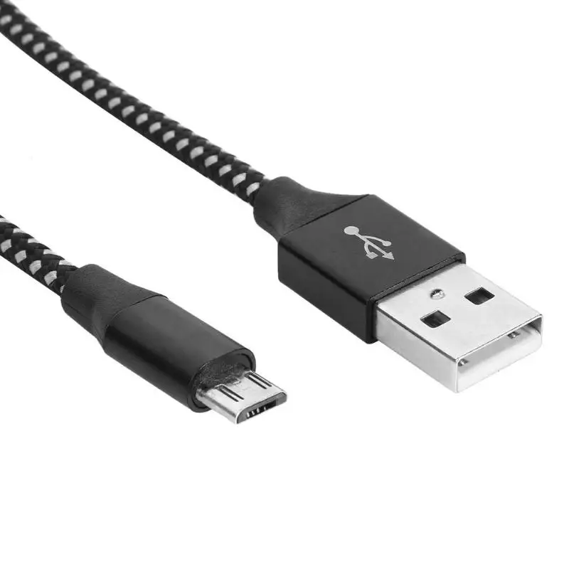 Черный и белый смешанный кабель Micro USB нейлоновый плетеный для передачи данных Быстрый провод быстрого