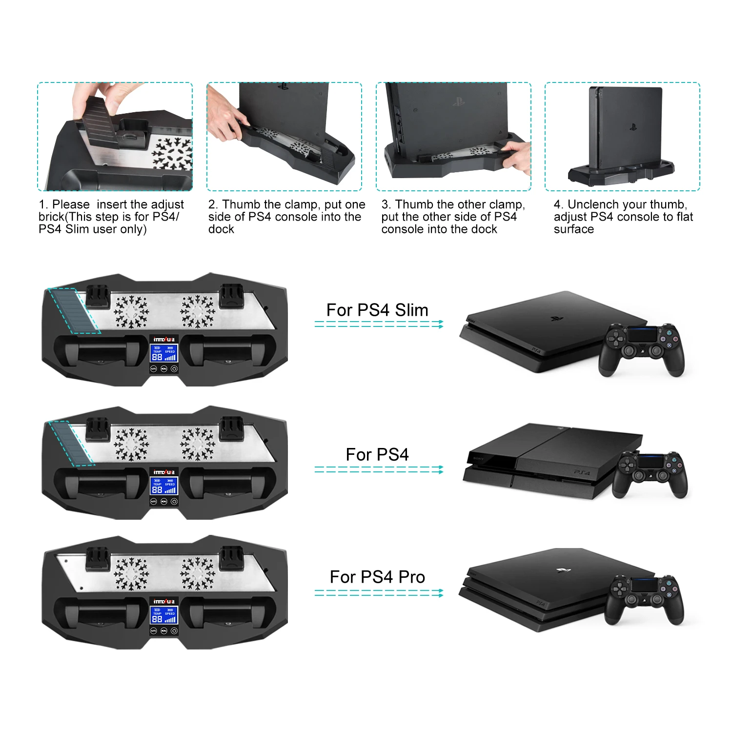 Вертикальная подставка вентилятор охлаждения для PS4/PS4 тонкий PS4 Pro Сенсорный
