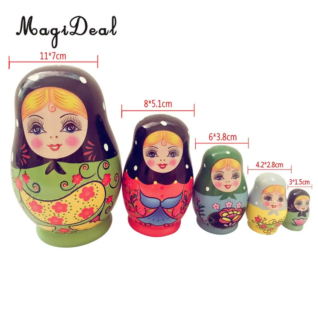 MagiDeal милый 5 шт./компл./комплект нарисованные девушки деревянные русские