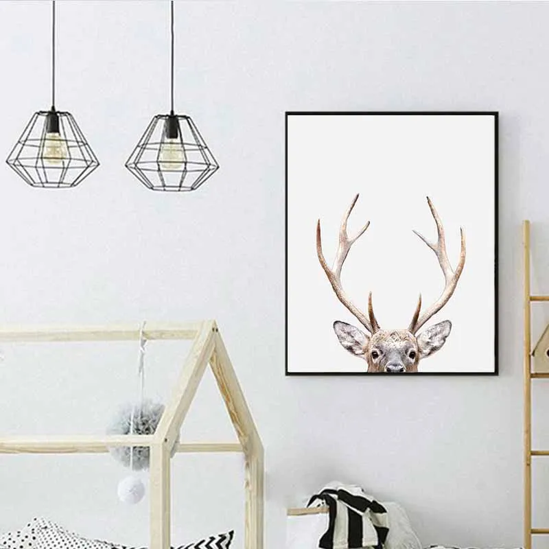 Питомник Moose рисунок оленя на холсте Kawaii настенный художественный постер с