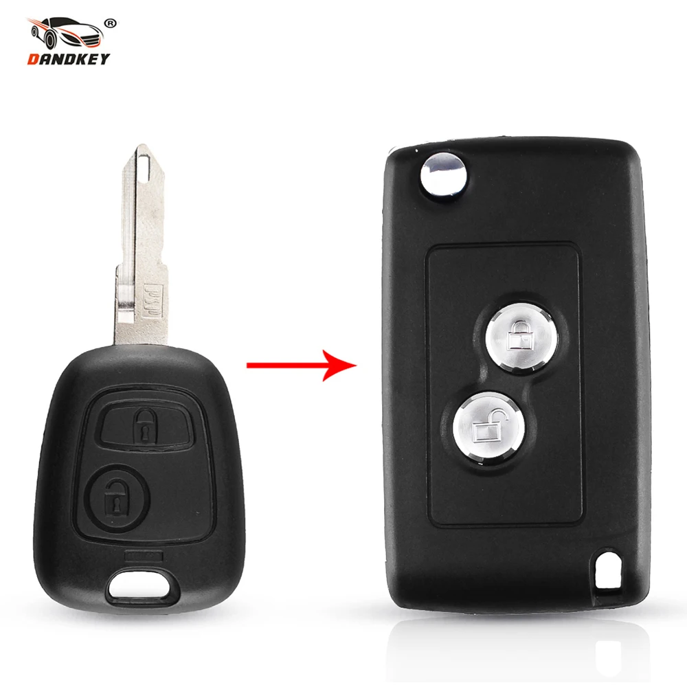 Dandkey измененный чехол для ключа Складной Корпус дистанционного Peugeot 206 207 306 406 Citroen