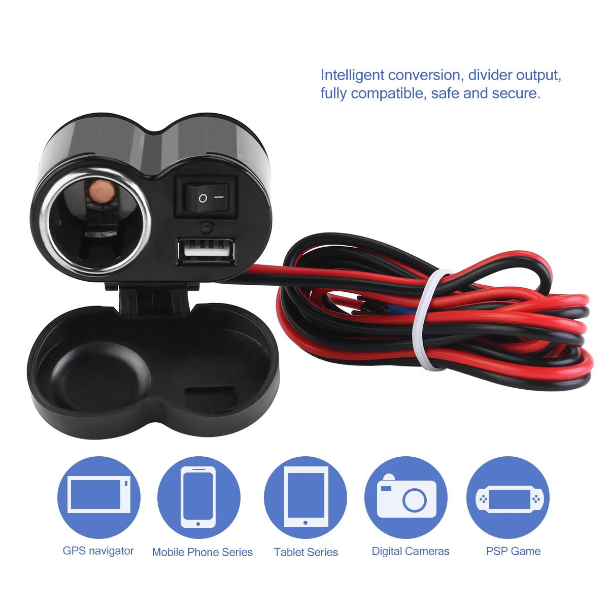 TINKSKY 12 24 V мотоцикл USB порт питания гнездо для автомобильного прикуривателя