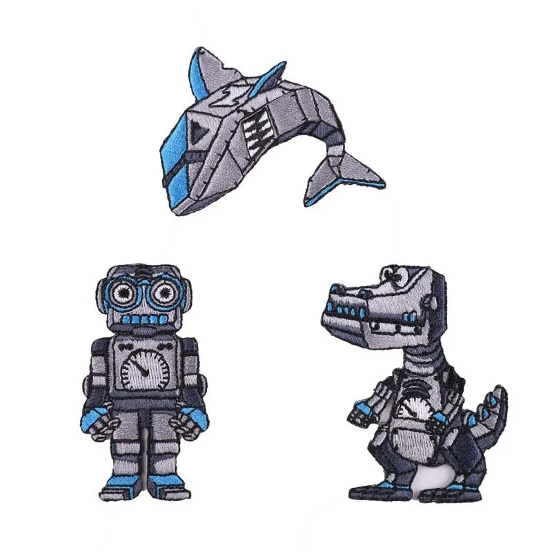 PGY Punk Embroidered Robot Patches Robot dog Rubber Embroide
