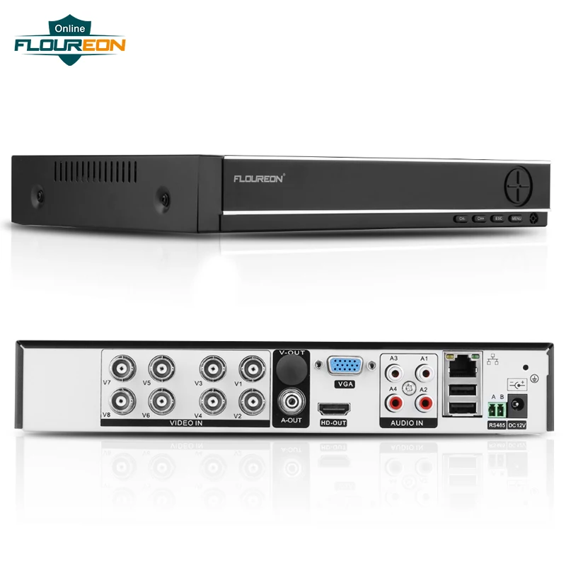 FLOUREON 5 в 1 AHD DVR Поддержка TVI/CVI/AHD/аналоговые/IP камеры 8 каналов 1080N HDMI H.264 CCTV видео
