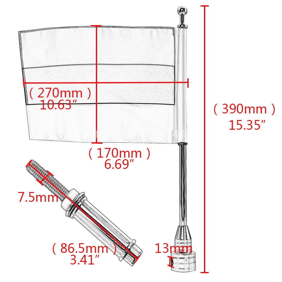 Motocycle Flag Side Mount Fits For Harley Touring Road King Glide FLHT Luggage Rack Vertical Russian +Pole | Автомобили и