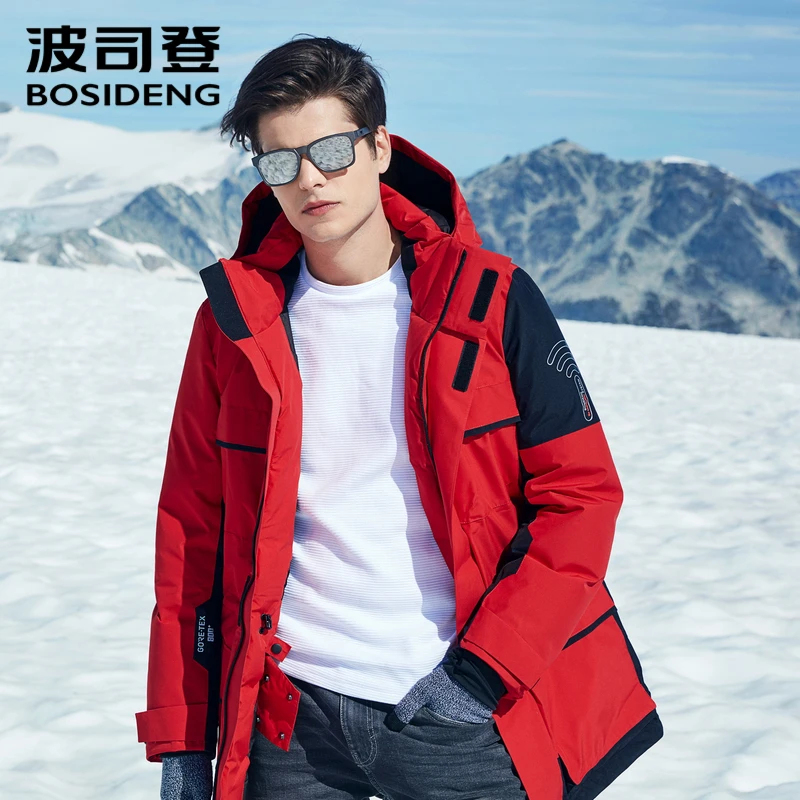 

BOSIDENG Gore fabric goose down jacket waterproof parka for men winter thicken outwear armed with Rescue receiver B80142205