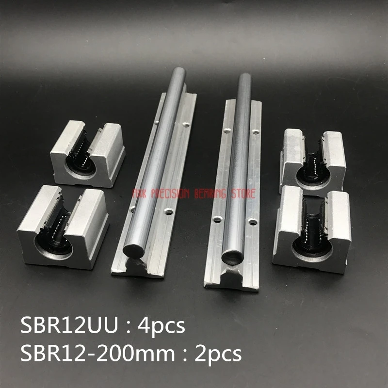 2021 AXK 12 мм линейная направляющая Sbr12 L 200 опорные рельсы 2 шт. + 4 Sbr12uu блоки для ЧПУ