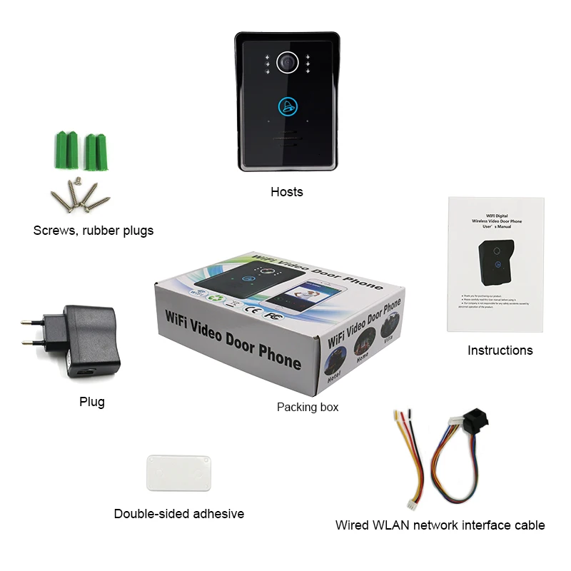 Saful Wireless Two-way audio Wifi Video Intercom System Wide Angle Doorbell with receiver and 7&quottablet for smart home | Безопасность