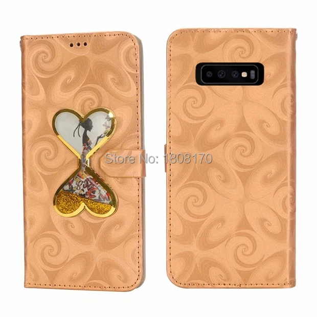 Кожаный чехол кошелек C ku с жидким песком и стеклом для Samsung Galaxy S10 Plus S10E Huawei P30 Pro