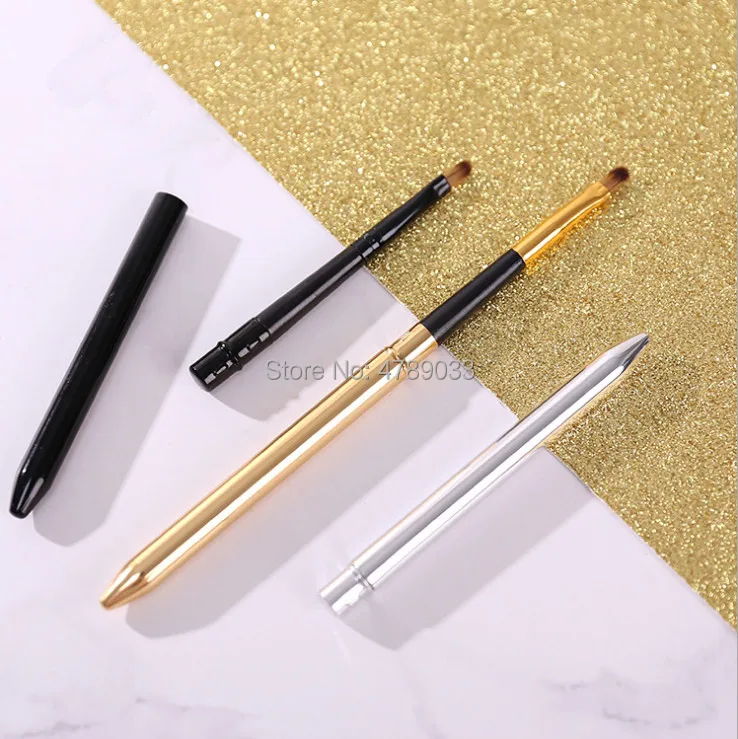 50pcs/pack Gold Silver Black Lips Makeup Brush Pen Metal Handle Cosmetic Lipgloss Lipstick Lip Gloss With Protect Cap | Красота и