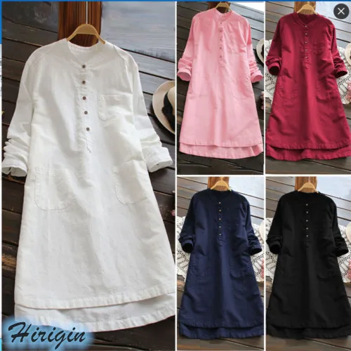 Платье женское повседневное с длинным рукавом и о вырезом однотонное большого