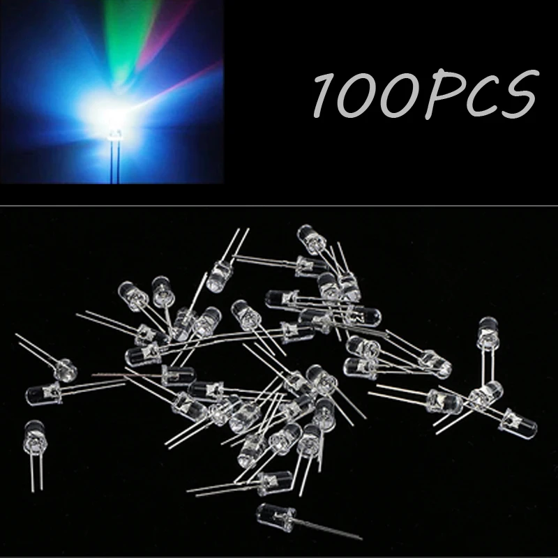 100 шт. светодиодный светодиод RGB быстрая вспышка F3 F5 3 мм 5 радуга соломенная шляпа
