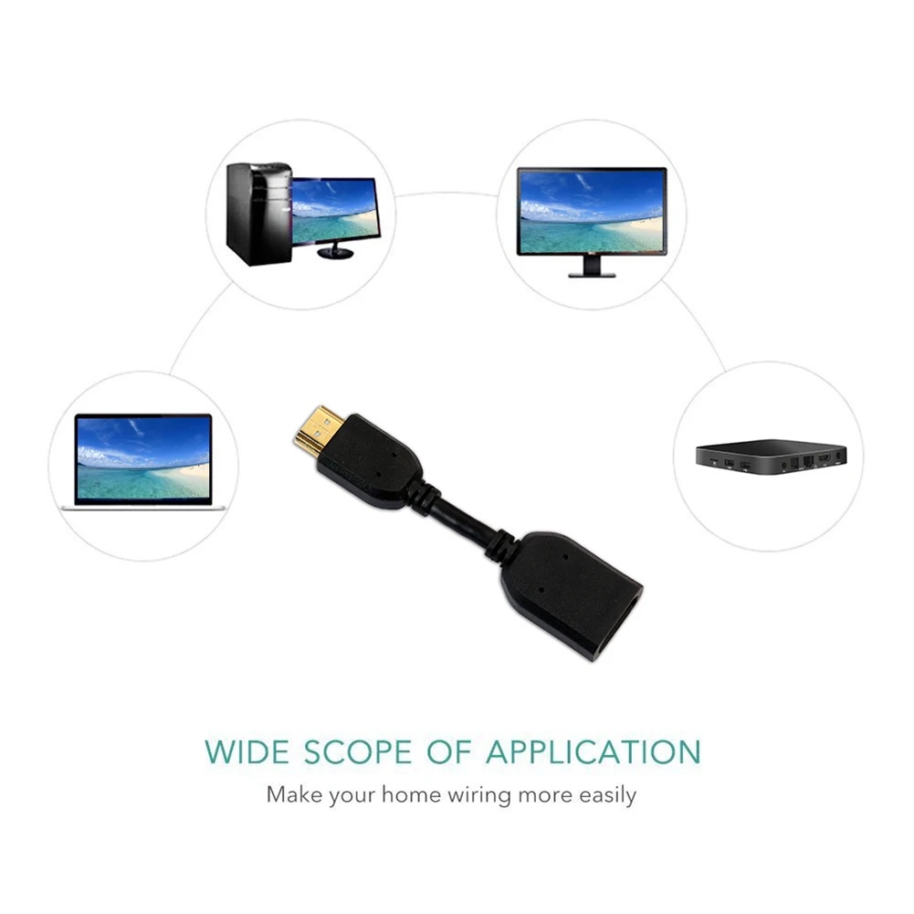 Адаптер с позолоченным штекером на гнездо 12 см 3D 1080P HDMI совместимый удлинитель