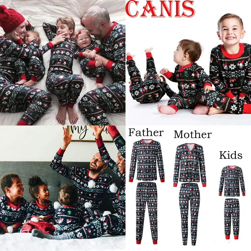 Новый пижамный комплект для всей семьи на Рождество 2019 одежда сна с принтом