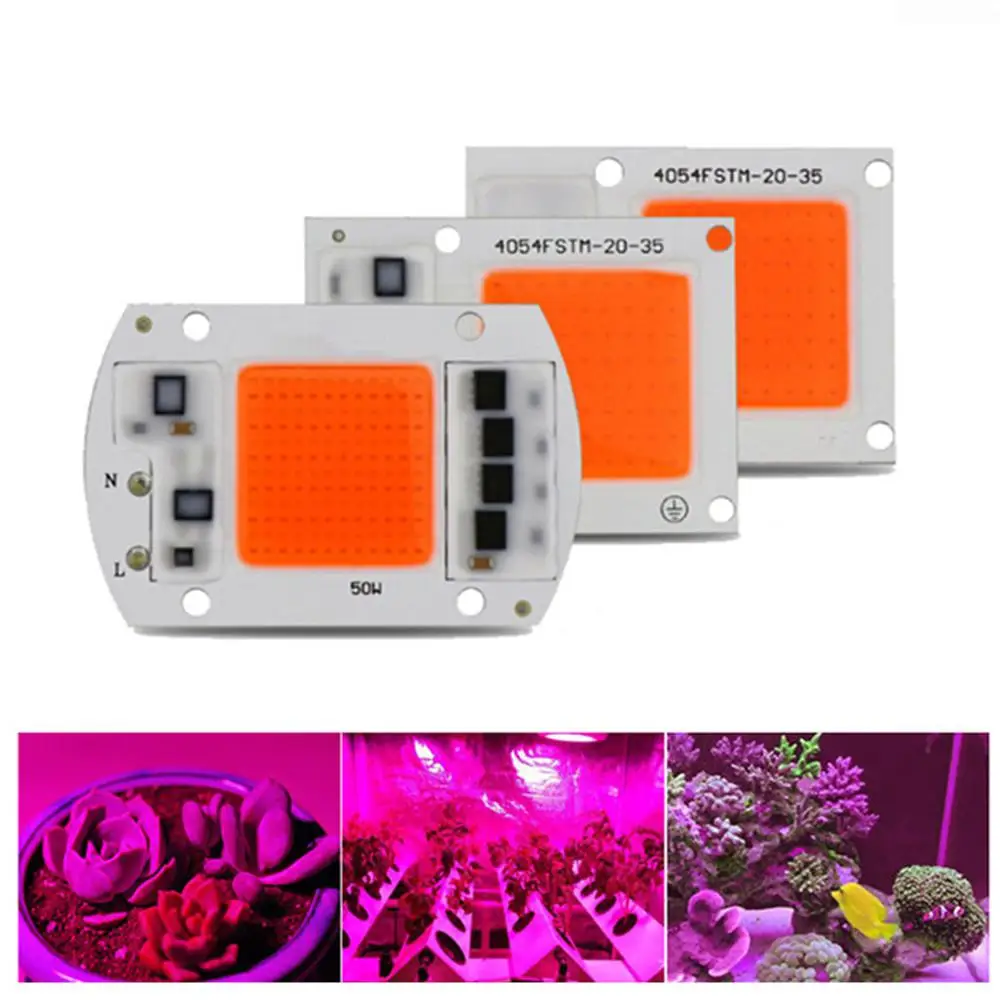 Светодиодный Grow COB Чип Фито лампа полного спектра AC 220V 110V 20W 30W 50W для комнатных