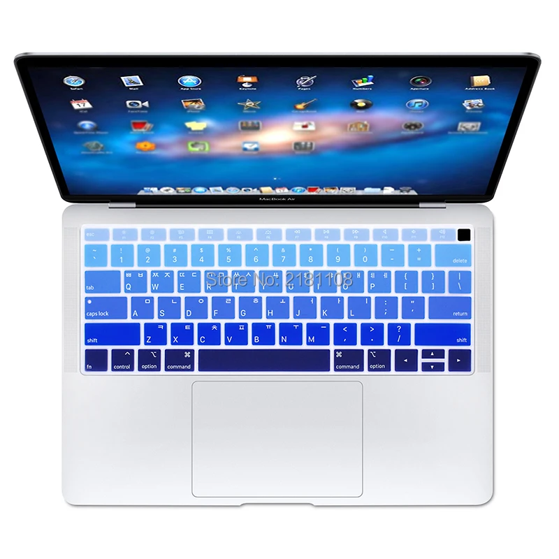 Корейская Радужная накладка на клавиатуру силиконовая защитная для Macbook Air 13 2018 с