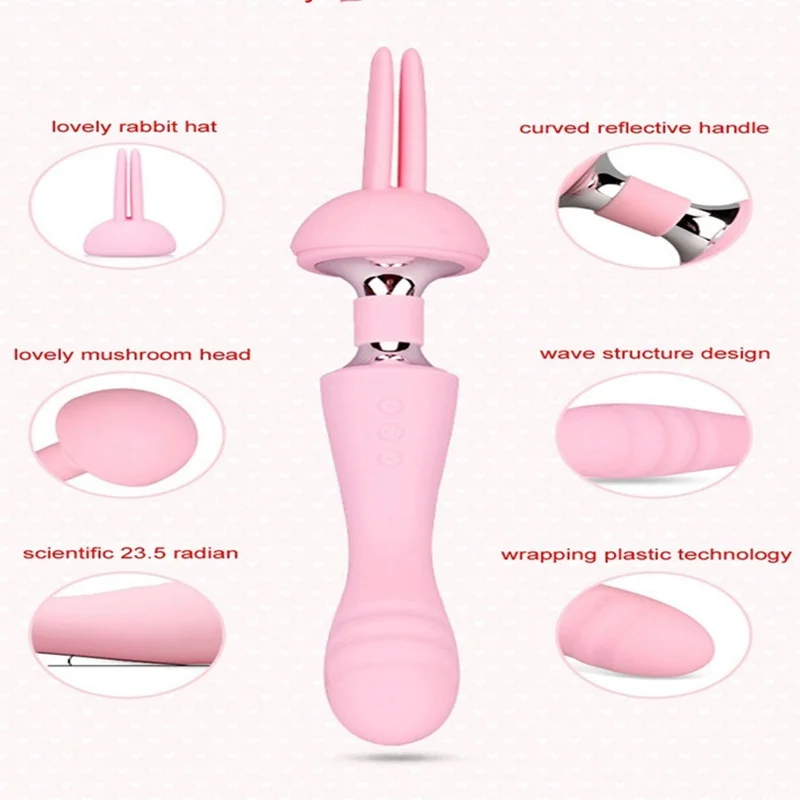 USB Перезаряжаемый двойной мотор Magic Массажная палка Стимулятор клитора