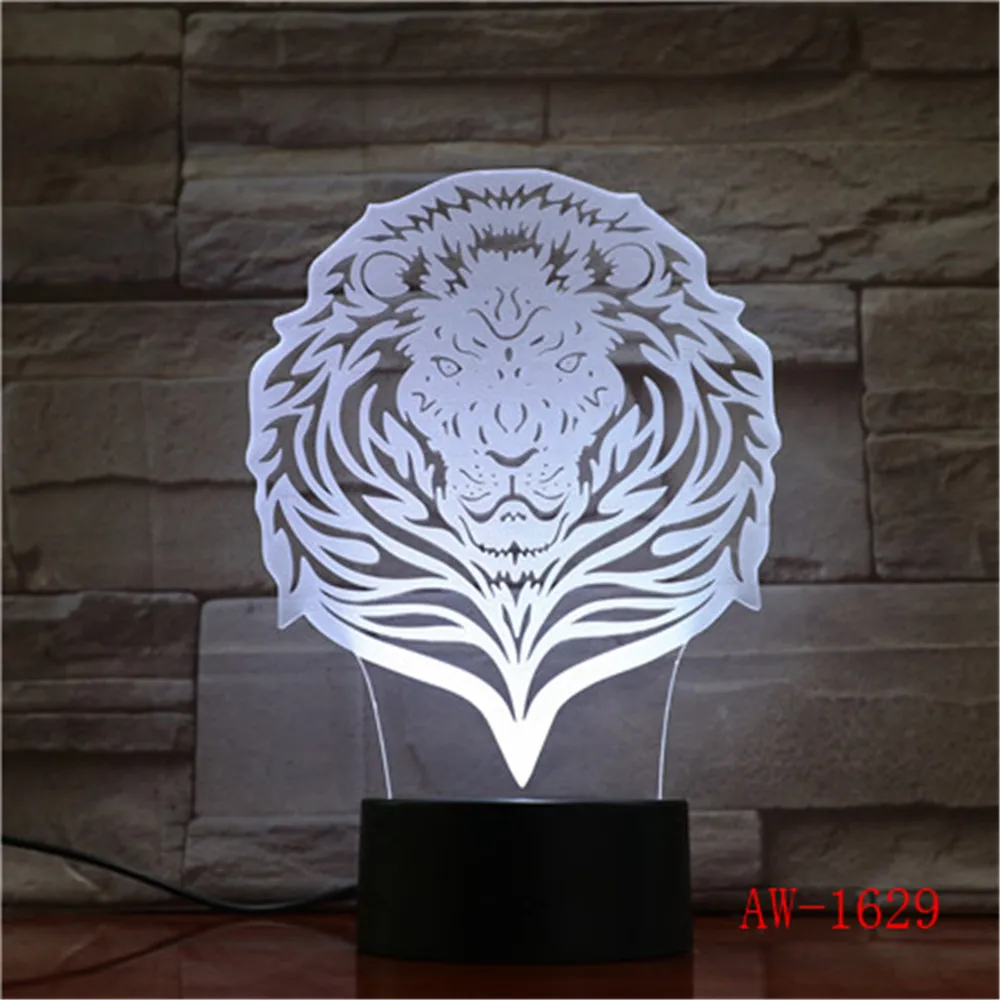 Спальня Лев 3d свет сенсорный 7 красочный визуальный декоративный подарок Led