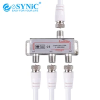 esynic 1pcs 2pcs 3 way coax cable splitter 1 in 3 out for aerial tv broadband moca 5 2500mhz connector satellite receiver