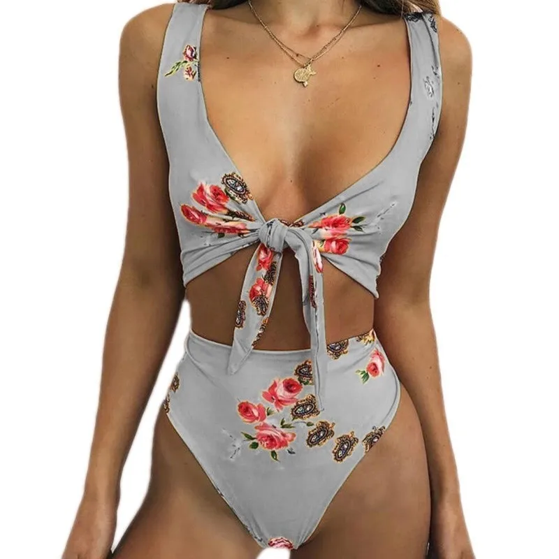 Lefeel High Waist Floral Bikini Sets Print Swimsuit Women Bandage Sexy Backless Female Beach Wear Swimwear Bathing Suit Biquini |