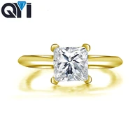 qyi 1 25 ct princess cut 14k solid yellow gold rings women jewelry sona simulated diamond engagement ring