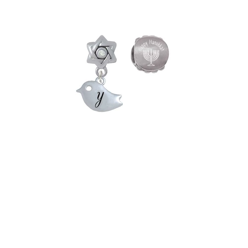 Silvertone Little Bird Initial Y Happy hanukkah Шарм бисер (набор из 2)| |