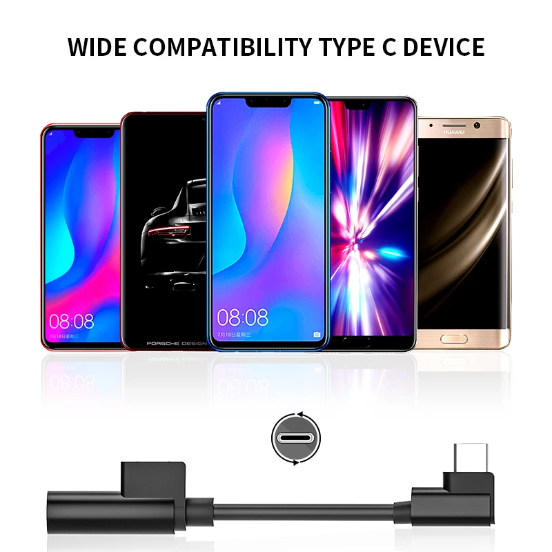 

iHaitun Luxury Type C Cable Adapter For Huawei Mate 20 Pro Xiaomi Splitter Audio Earphone Headphone Charging Converter Charger